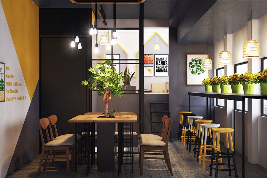 thiết kế thi công quán trà sữa cafe Vinh Hà Tĩnh