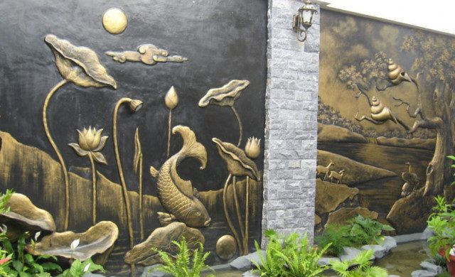 Đắp phù điêu cá chép tại Nghệ An