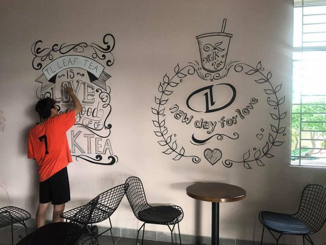 vẽ tranh tường quán trà sữa tại hà tĩnh